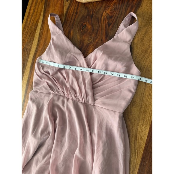 David's Bridal DB Studio Quartz Pink Pleated V-Neck Maxi Gown F20228 Size 14 - Picture 3 of 10